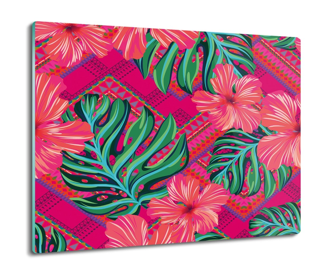 szklana osłona kuchenna Hibiskus liście wzór 60x52, ArtprintCave