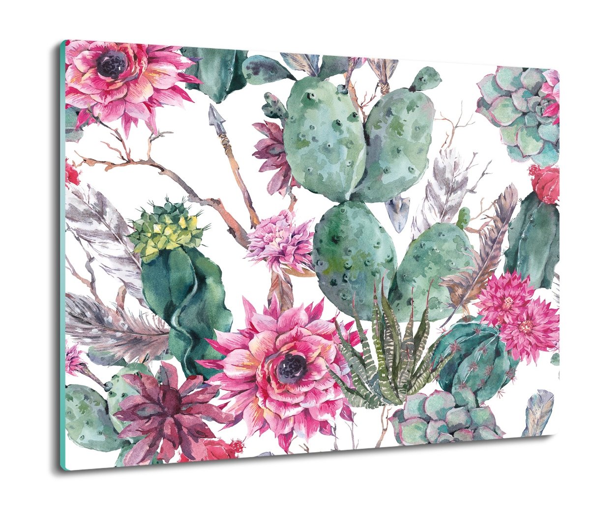 szklana osłona kuchenna Kaktusy kwiaty wzór 60x52, ArtprintCave