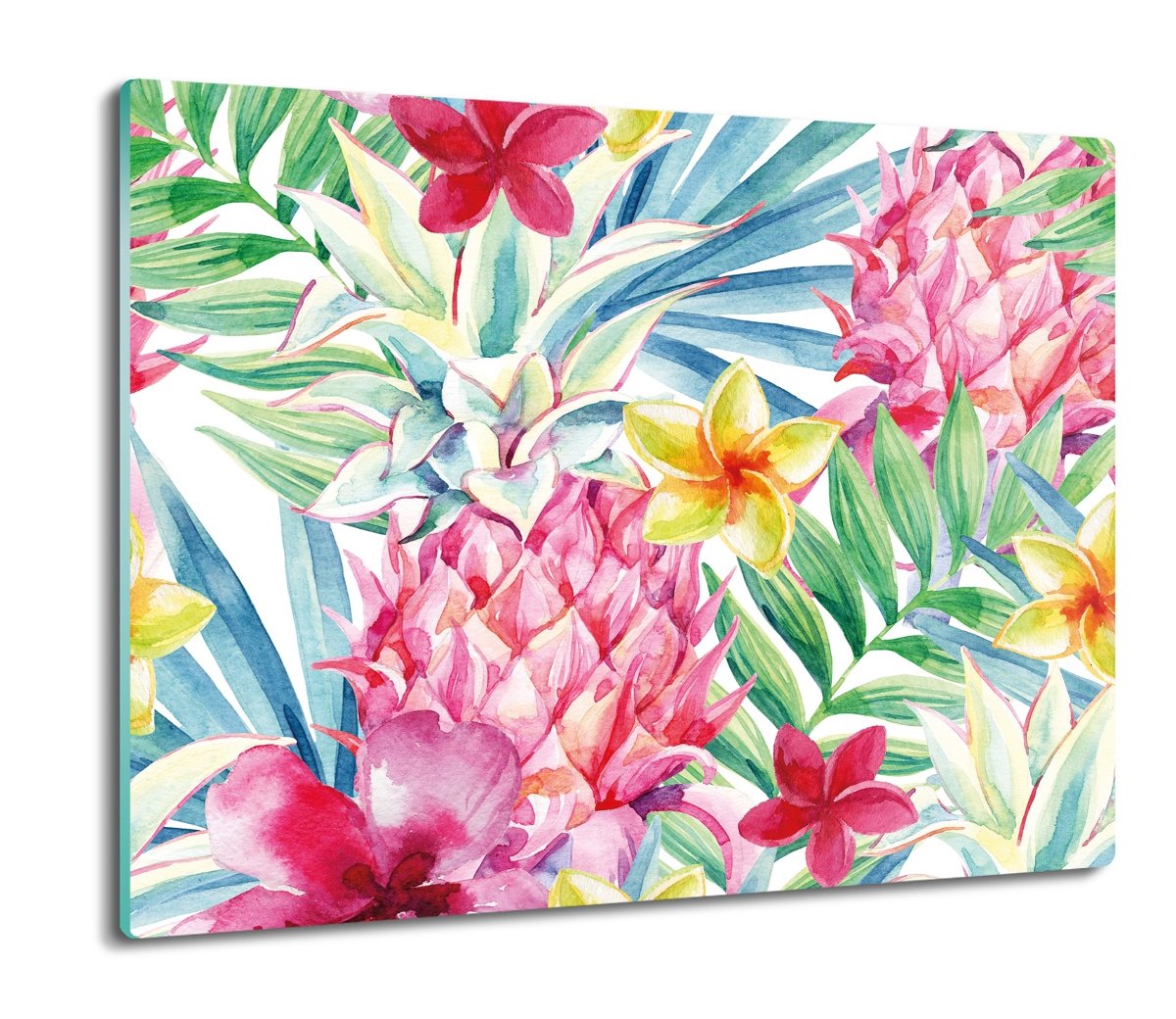 deska splashback druk Ananas kwiaty liście 60x52, ArtprintCave