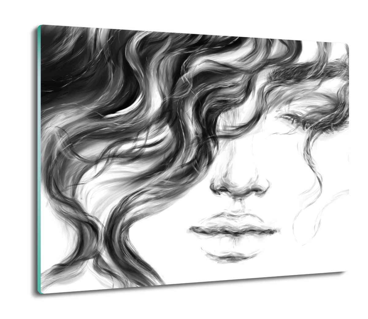 ze szkła osłonka z foto Twarz kobieta włosy 60x52, ArtprintCave