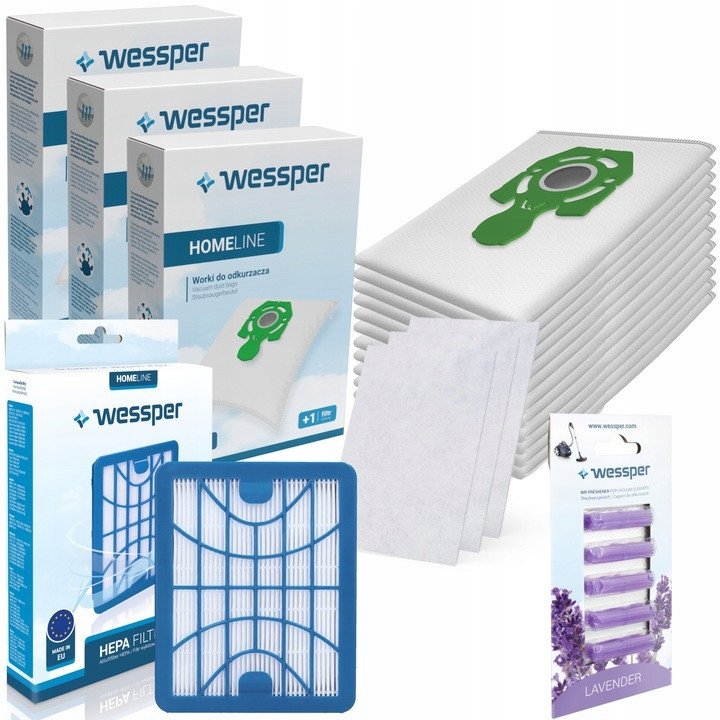 Zestaw Worki Do Odkurzacza Wessper Homeline Safbag Do Zelmer 12 Szt. + Filtr, 3 Szt. + Filtr Hepa + Zapach