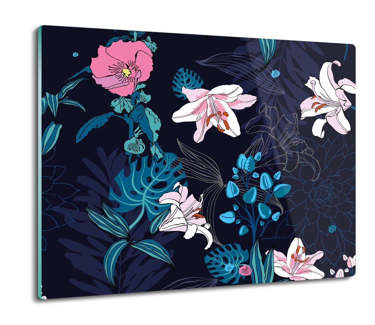 deska splashback druk Kwiaty liście iluzja 60x52, ArtprintCave