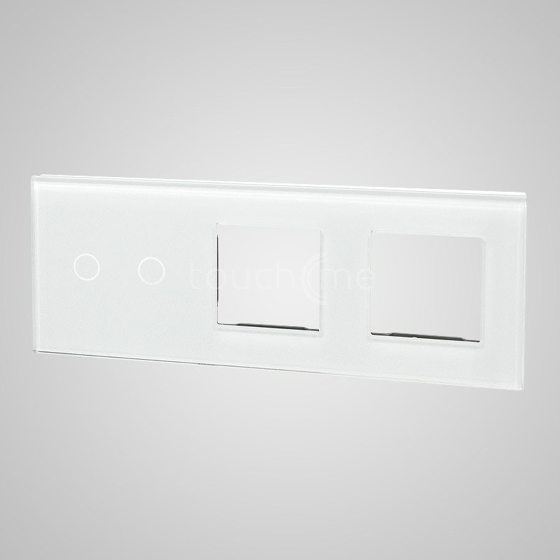 Touchme Duży panel 86x228mm szklany, 1 x przycisk podwójny, 2 x ramka, biały TM702728728W