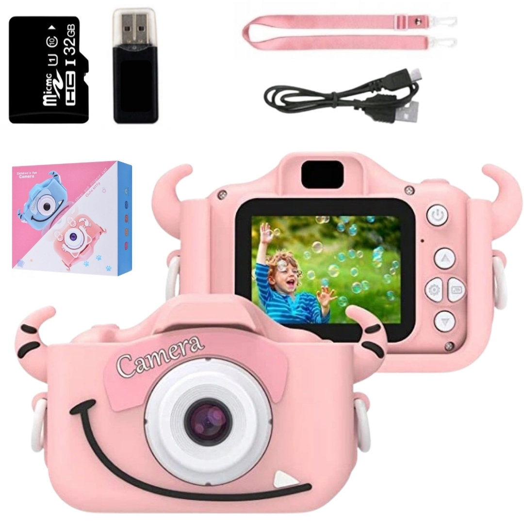 Bino, Aparat Cyfrowy dla dzieci, Monster, 40 Mpx z kartą pamięci 32GB, różowy