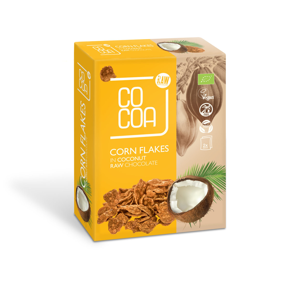 COCOA (czekolady i bakalie w surowej cze PŁATKI KUKURYDZIANE W CZEKOLADZIE KOKOSOWEJ BIO (2 x 100 g) 200 g - COCOA