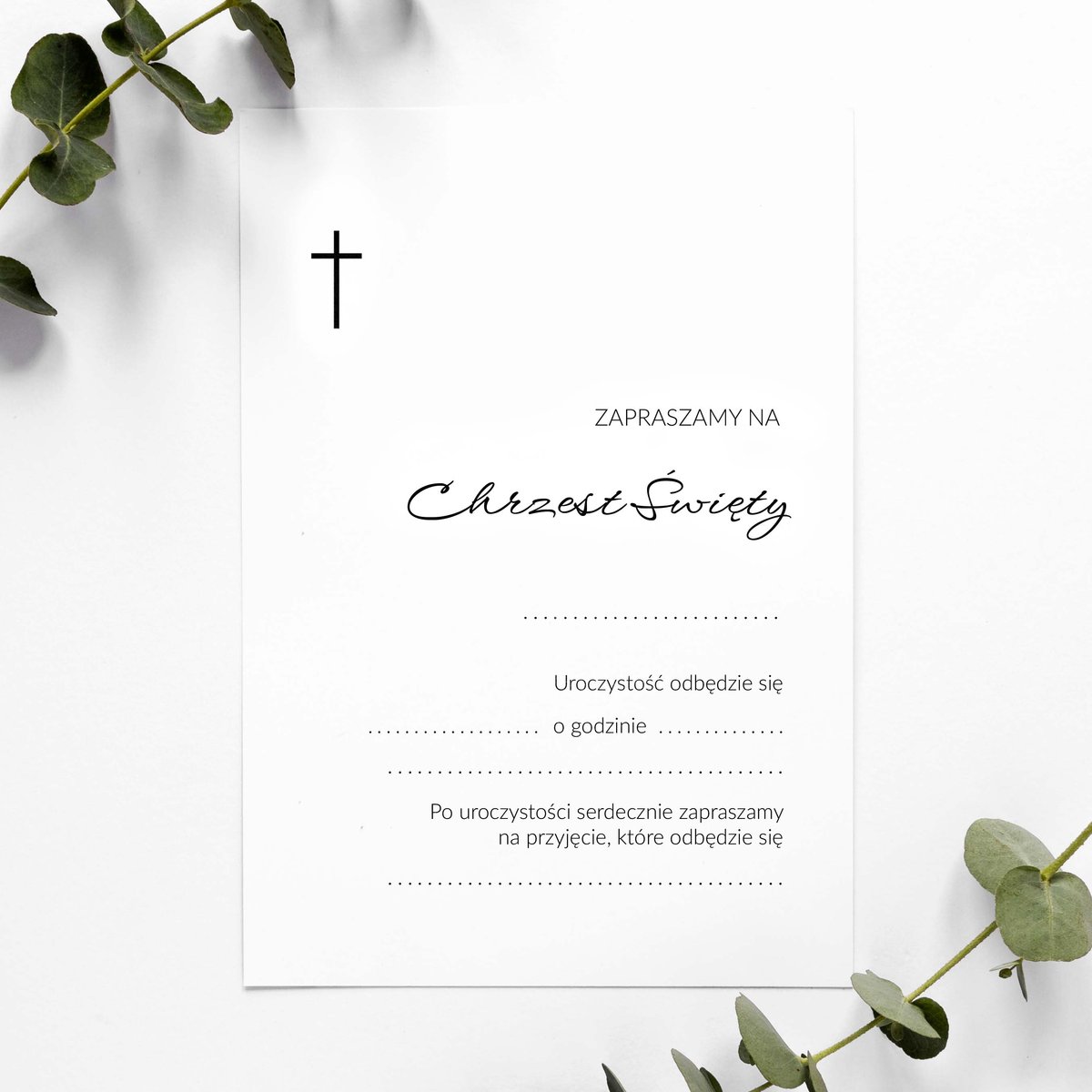 Zaproszenia na Chrzest Święty minimalistyczne - Holy Cross - 5 sztuk