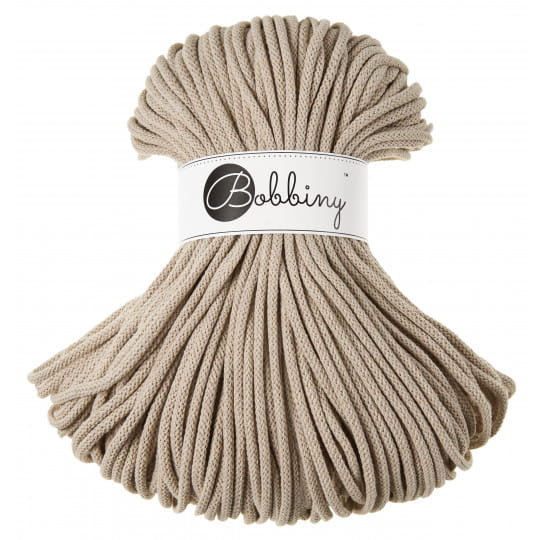 Sznurek pleciony bawełniany Bobbiny Premium / Beżowy / Beige / 5mm / 100m