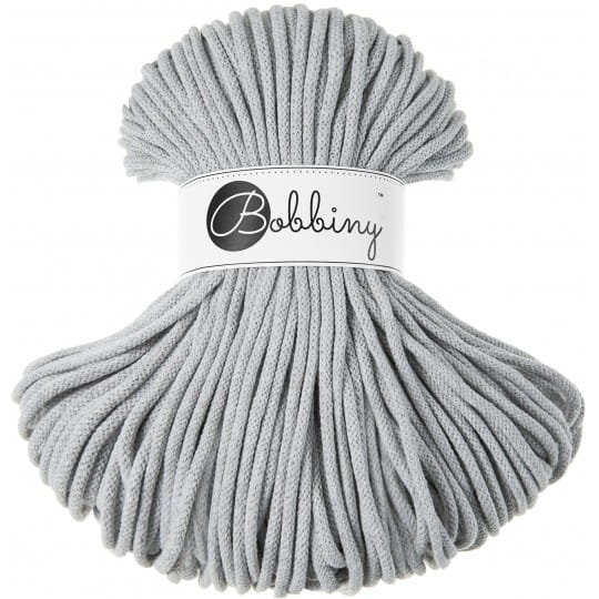 Sznurek pleciony bawełniany Bobbiny Premium / Jasny Szary / Light Grey / 5mm / 100m