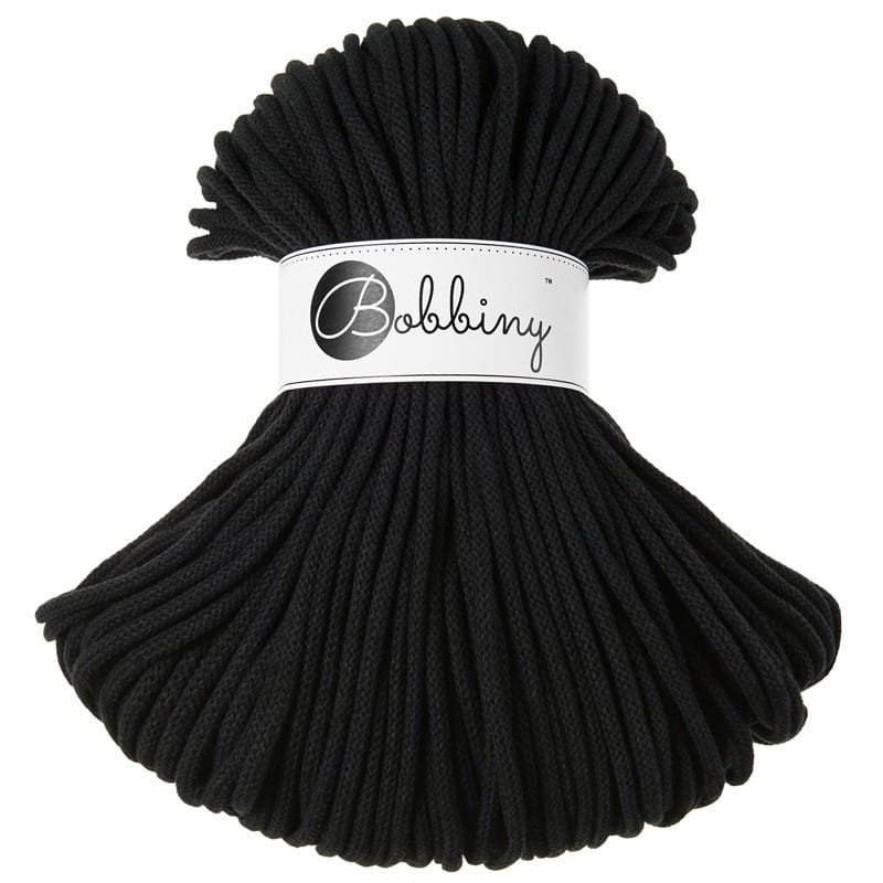 Sznurek pleciony bawełniany Bobbiny Premium / Czerń / Black /  5mm / 100m