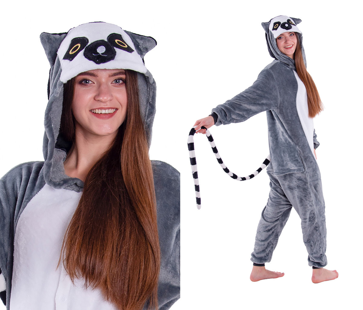 Lemur Piżama Kigurumi Kostium Przebranie 158 164