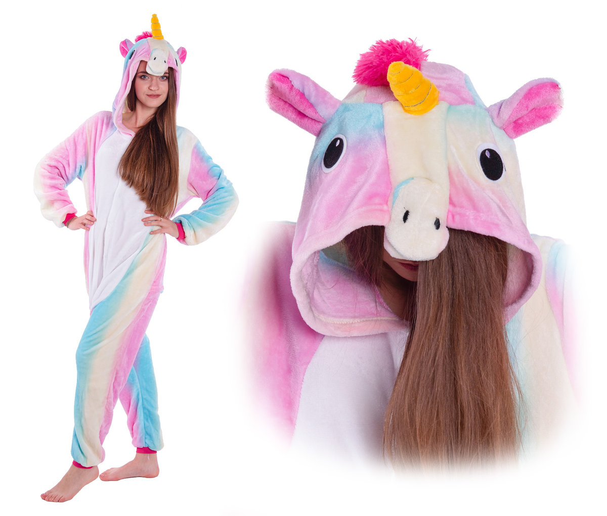 Jednorożec Piżama Kigurumi Tęczowy Kostium 158 164