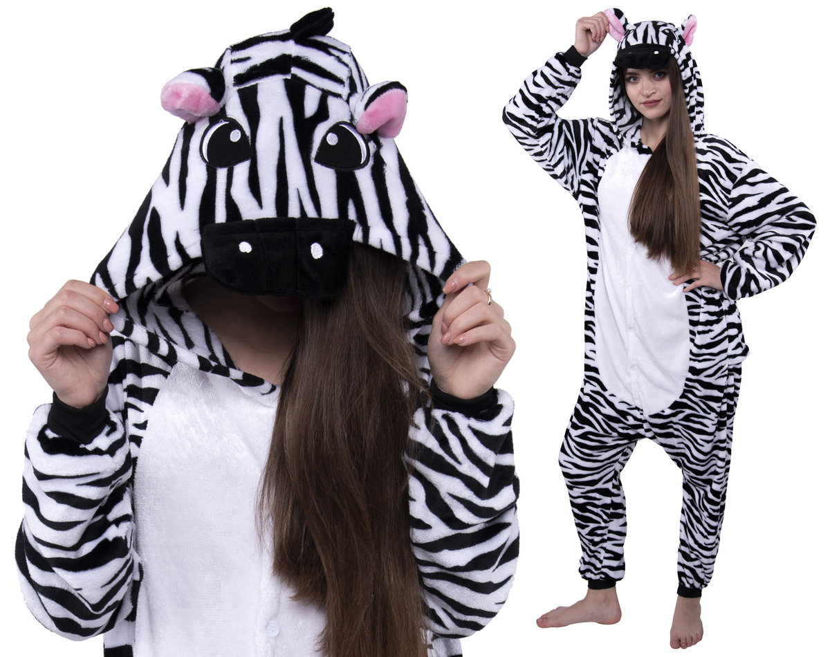 Zebra Piżama Kigurumi Onesie Przebranie 146 152