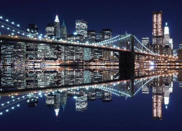 Zdjęcia - Tapeta York New   - fototapeta (Brooklyn Bridge night)