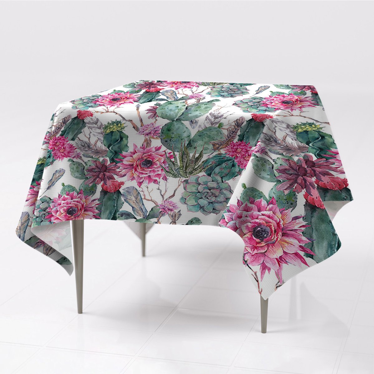 Do domu kolorowy obrus na stół Sukulenty 150x150, Fabricsy, 150x150 cm