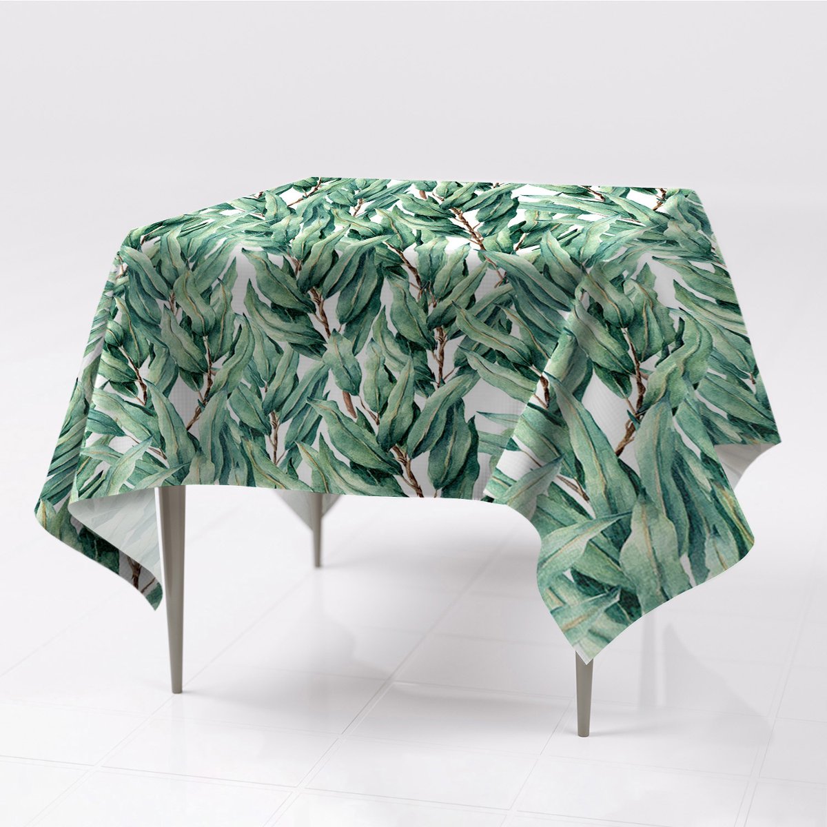 Kolorowe obrusy na stół do salonu Malowane liście, Fabricsy, 150x150 cm