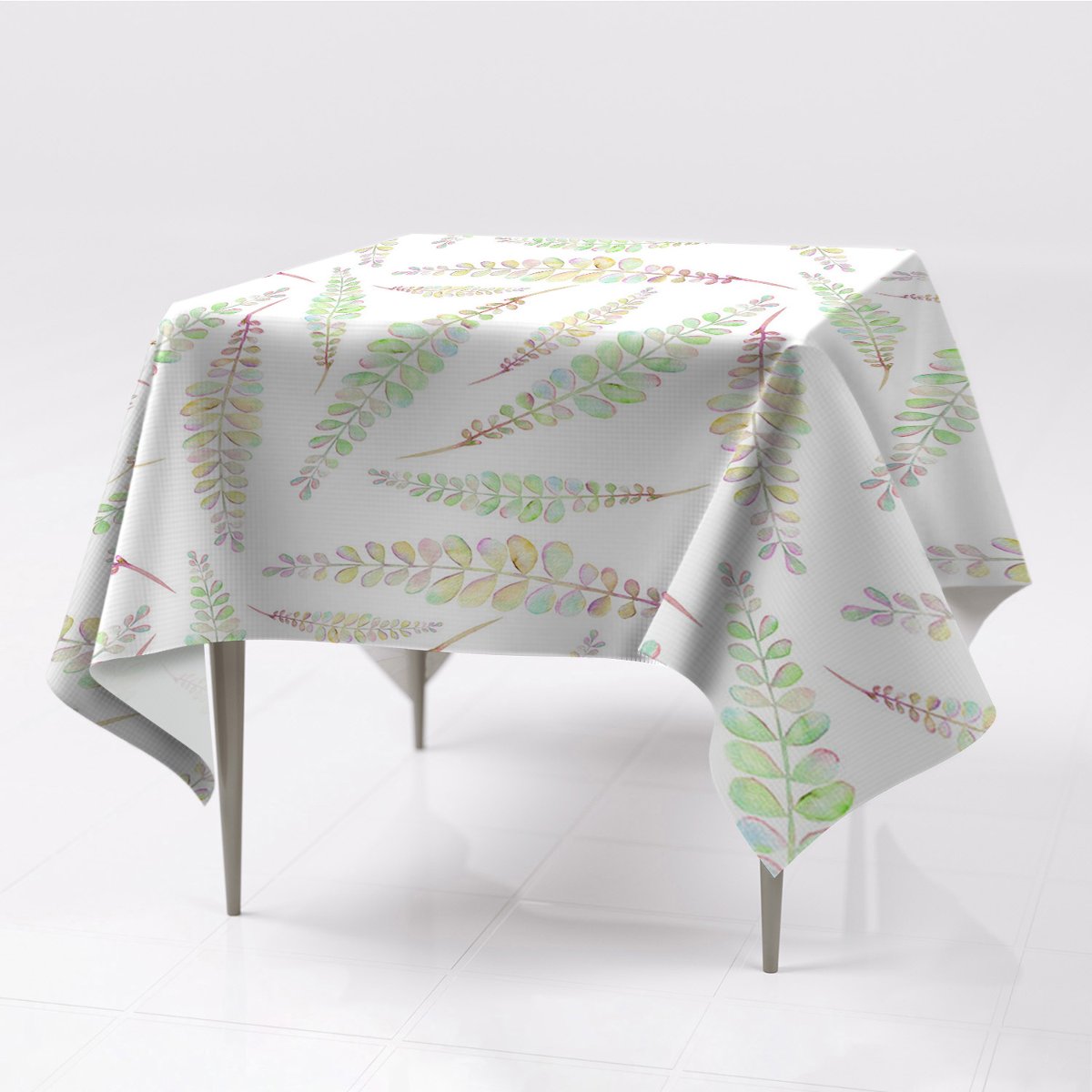 Obrusy na stół gładkie tkanina Liście Akwarele eko, Fabricsy, 150x150 cm