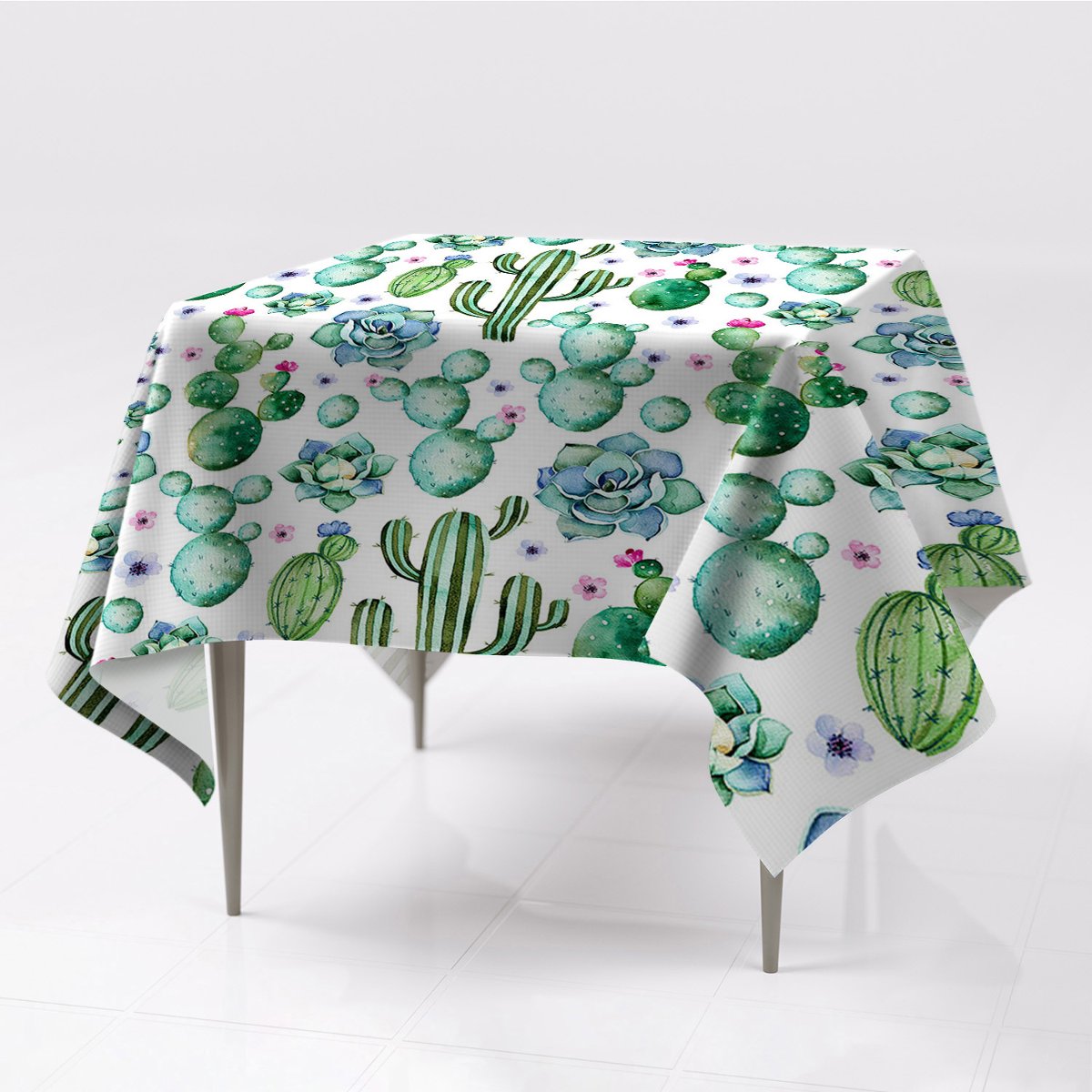 Grafika różne kolory obrus Kaktus tkanina 150x150, Fabricsy, 150x150 cm