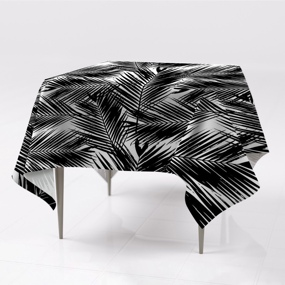 Do kuchni obrusy na stół Czarne liście palmy eco, Fabricsy, 150x150 cm