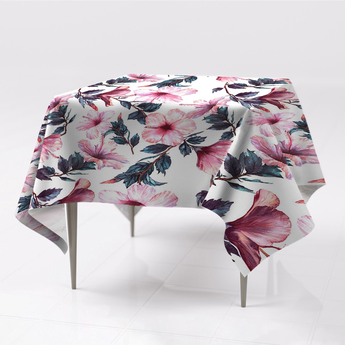 Kolorowe gładkie obrusy 150x150 Kwiaty hibiskusa, Fabricsy