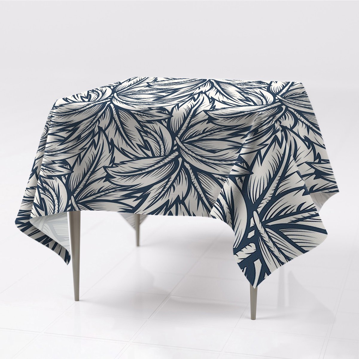 Do salonu obrusy na stół Liście rysowane 150x150, Fabricsy, 150x150 cm
