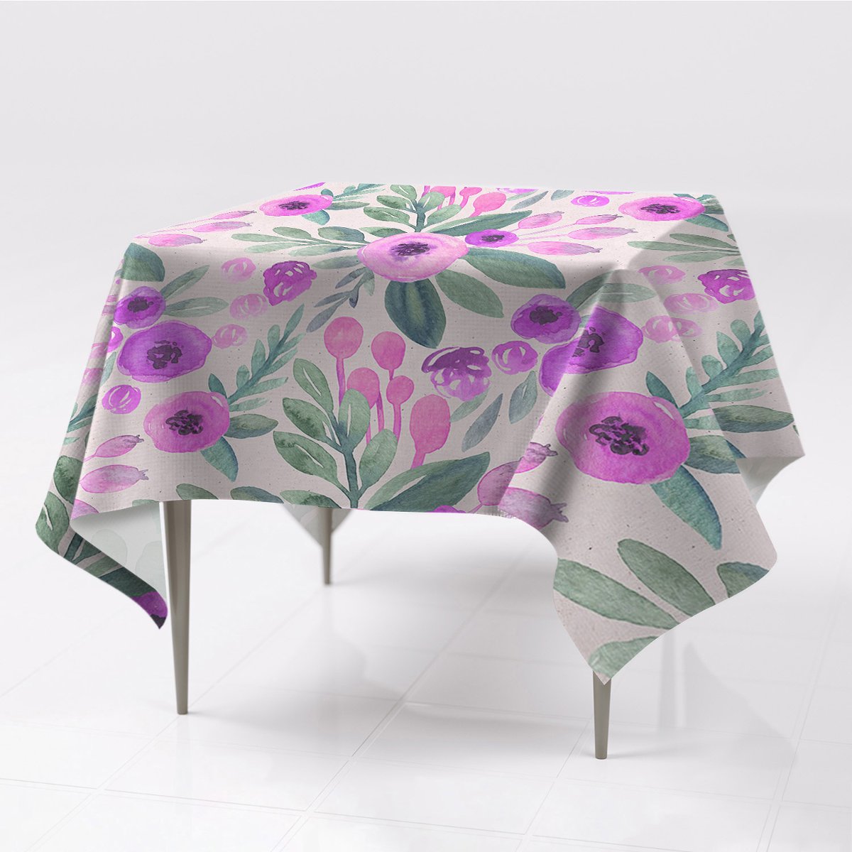 Kolorowe gładkie obrusy nowoczesny Kwiatowy Wzór, Fabricsy, 150x150 cm