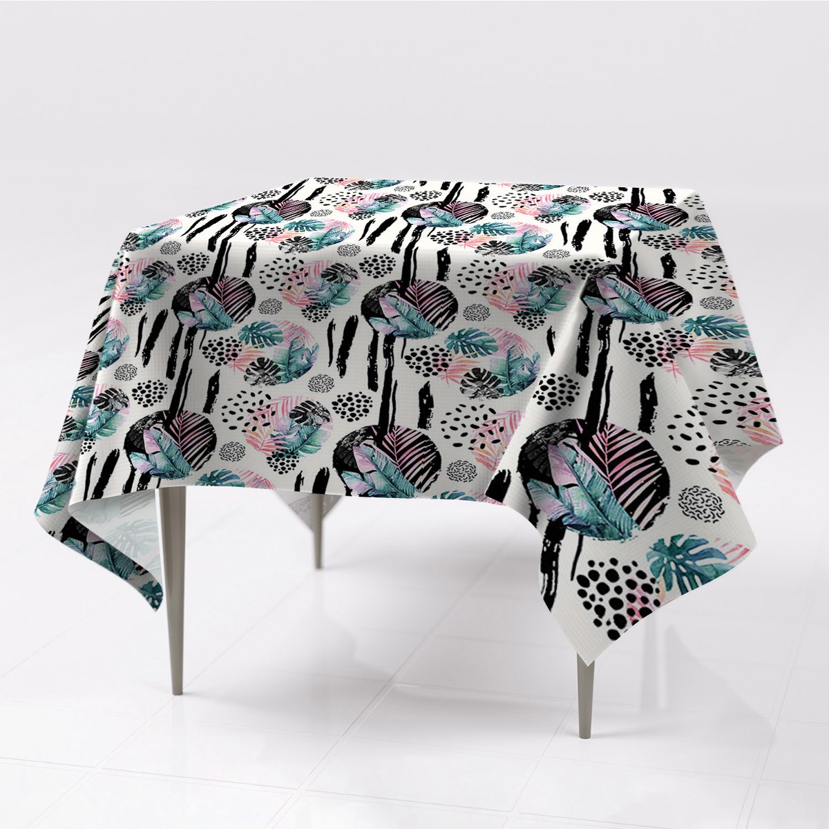Gładki obrus na stół do kuchni Abstrakcja dżungla, Fabricsy, 150x150 cm