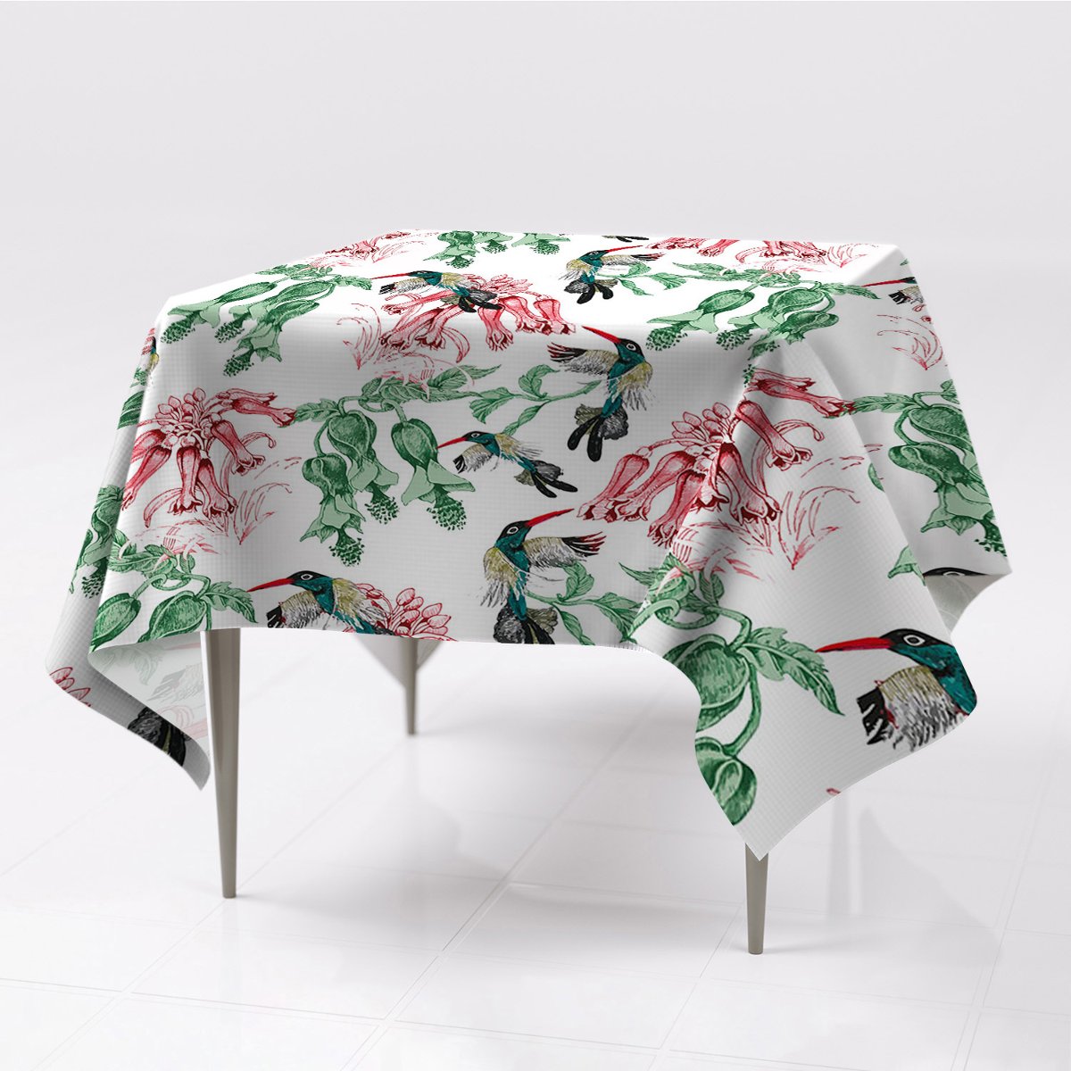Gładkie obrusy na stół prostokątny Zioła i Ptaki, Fabricsy, 150x150 cm