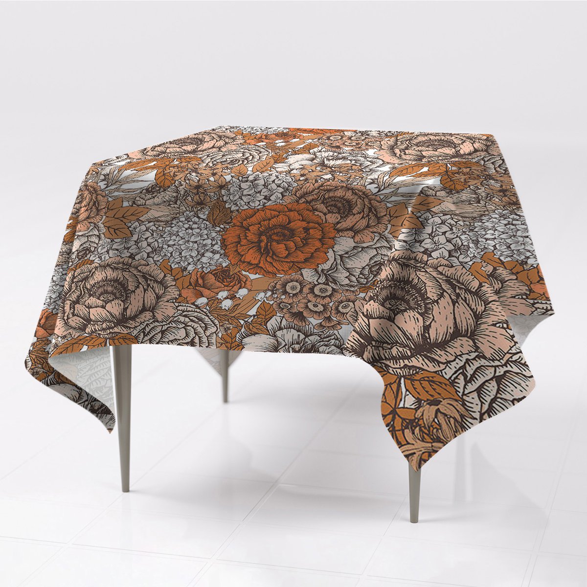 Różne obrusy kolory grafika Pomarańczowe róże eko, Fabricsy, 150x150 cm