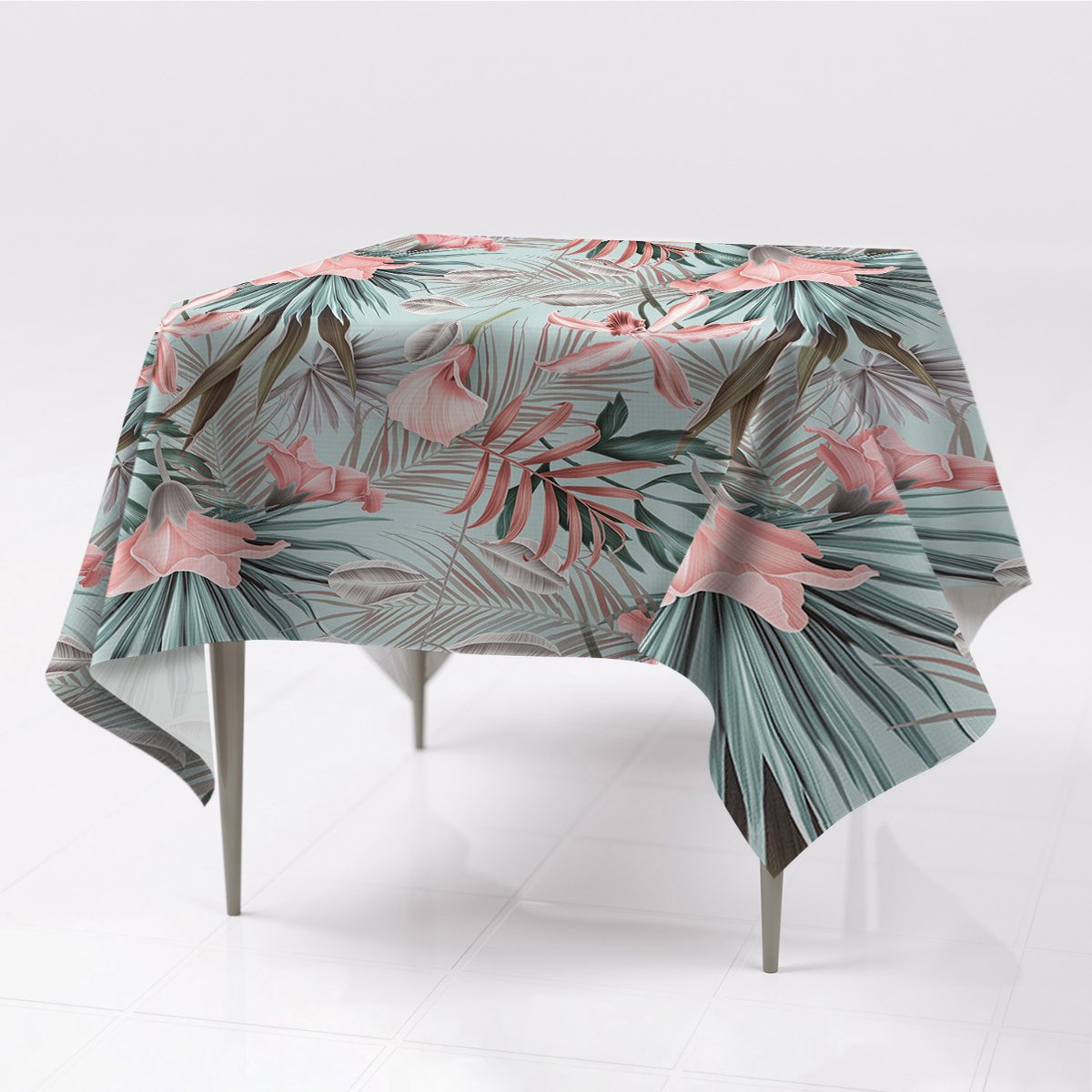 Do salonu gładki obrus Pastelowe kwiaty nadruk eko, Fabricsy, 150x150 cm