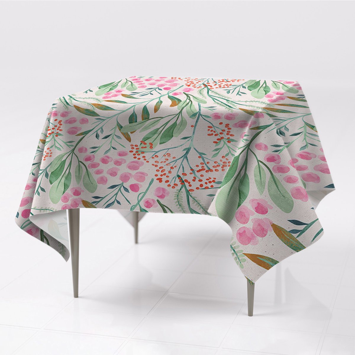 Do wnętrz gładkie obrusy Jarzębina liście 150x150, Fabricsy