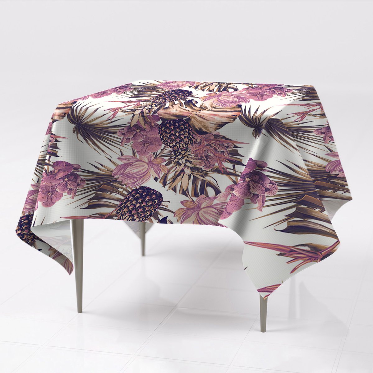 Ozdobny obrus na stół kolory Ananas do kuchni eko, Fabricsy, 150x150 cm