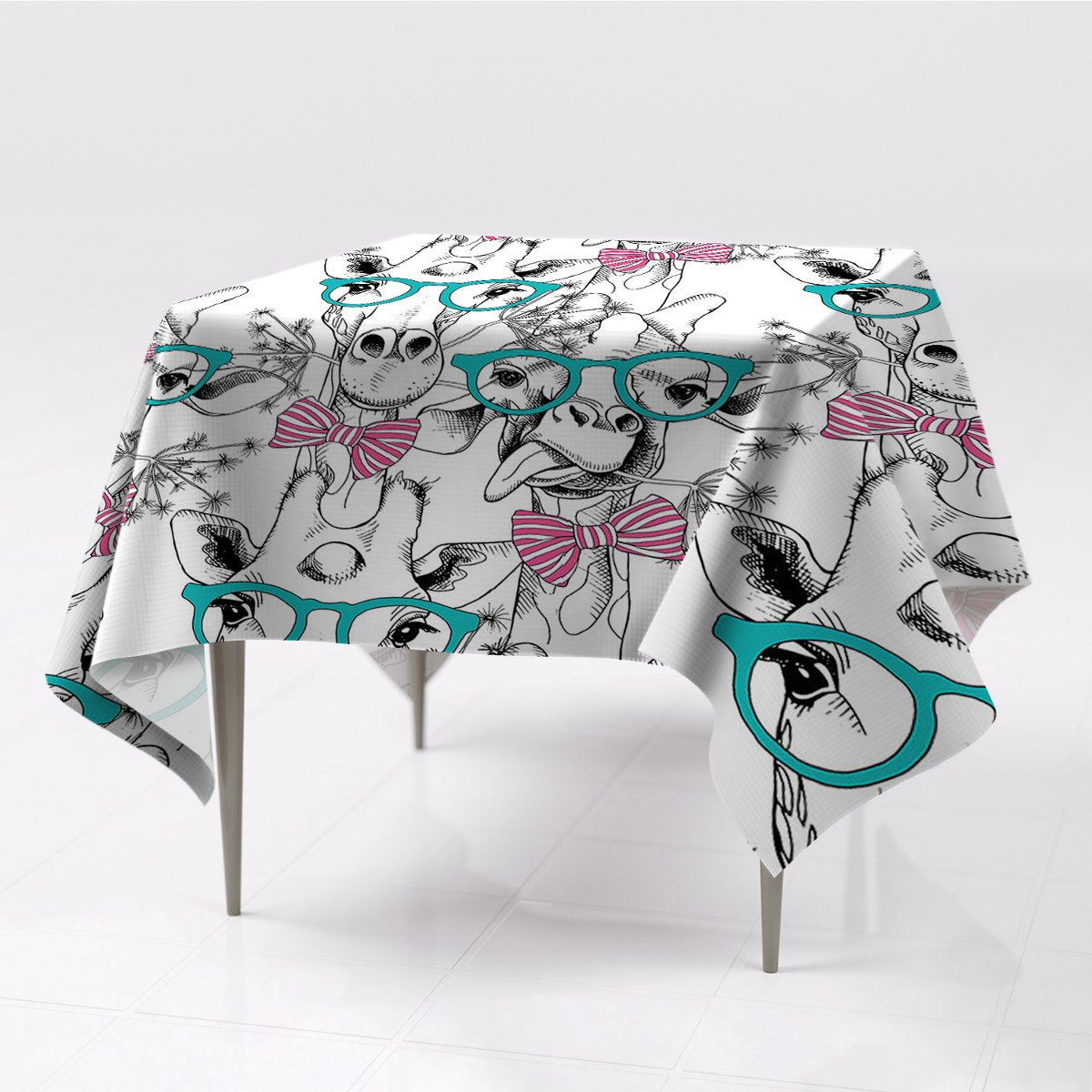 Do wnętrz gładkie obrusy Hipster żyrafa 150x150, Fabricsy
