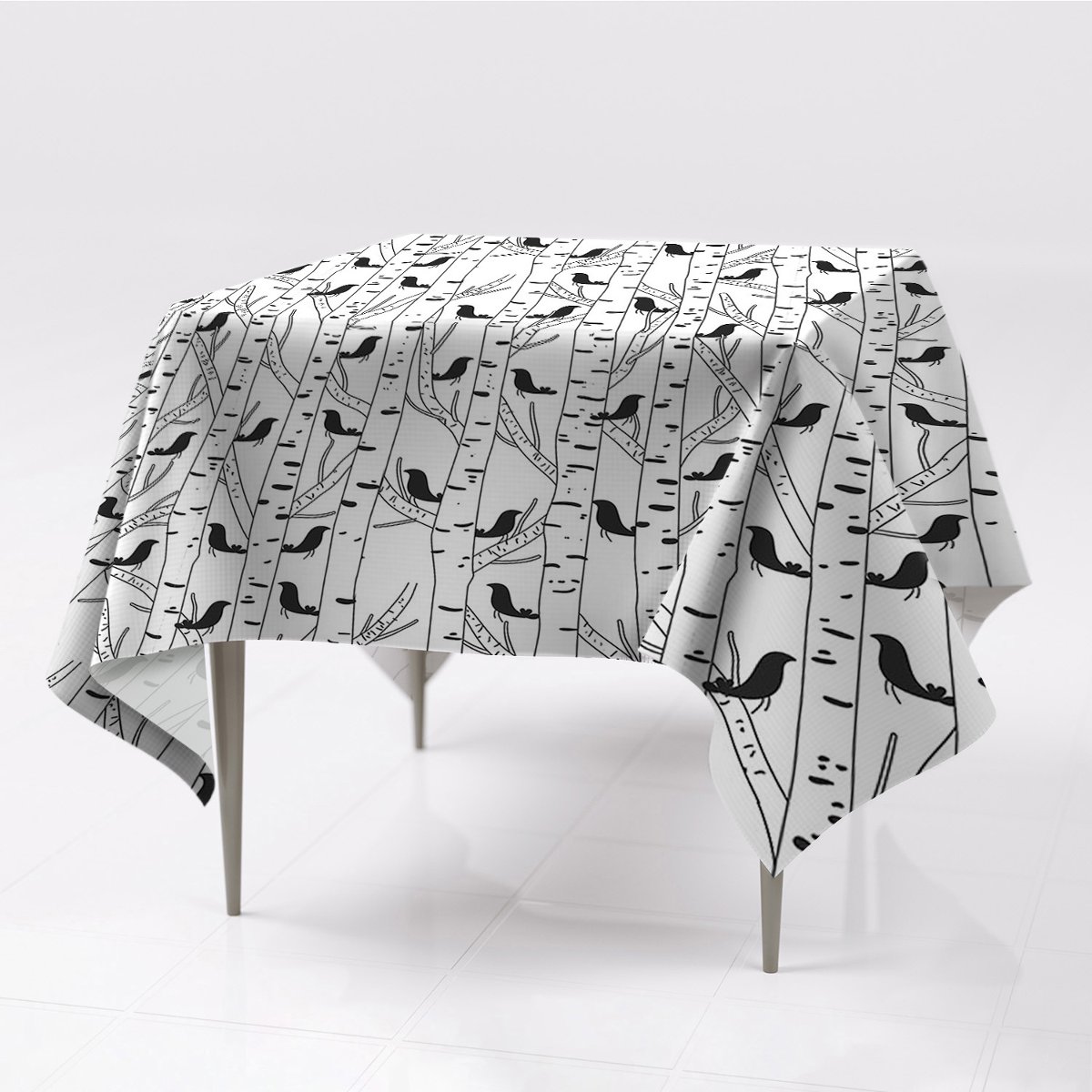 Do pokoju gładkie obrusy Ptaki i drzewa dekoracja, Fabricsy, 150x150 cm