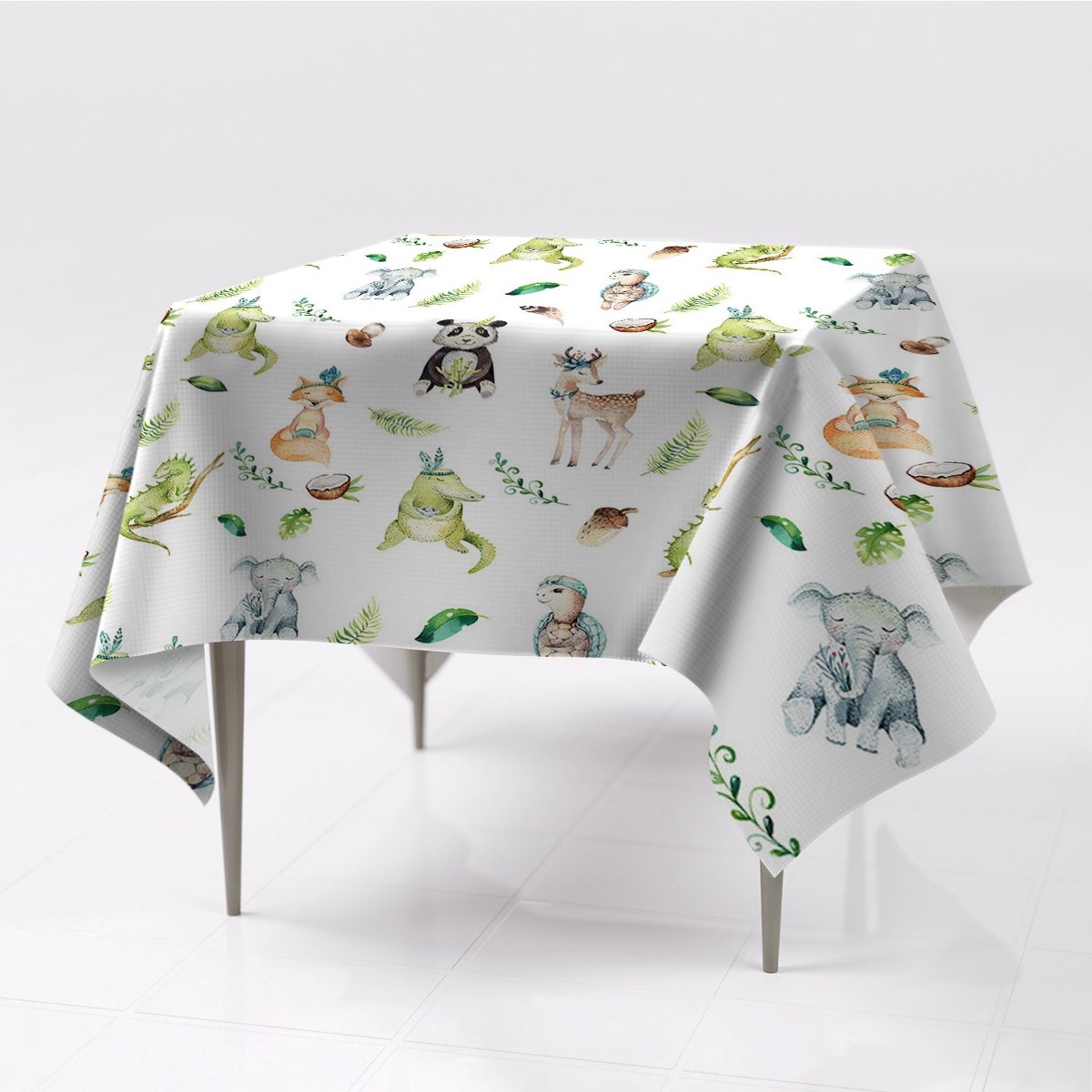 Do kuchni kolorowy obrus na stół Wesołe zwierzęta, Fabricsy, 150x150 cm
