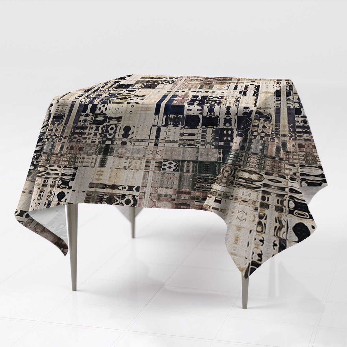 Kolorowy obrus na stół delikatny Styl Boho Płytki, Fabricsy, 150x150 cm