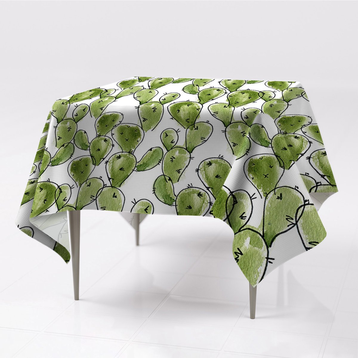 Nowoczesny obrusy na stół Kaktus Boho ozdobny eco, Fabricsy, 150x150 cm