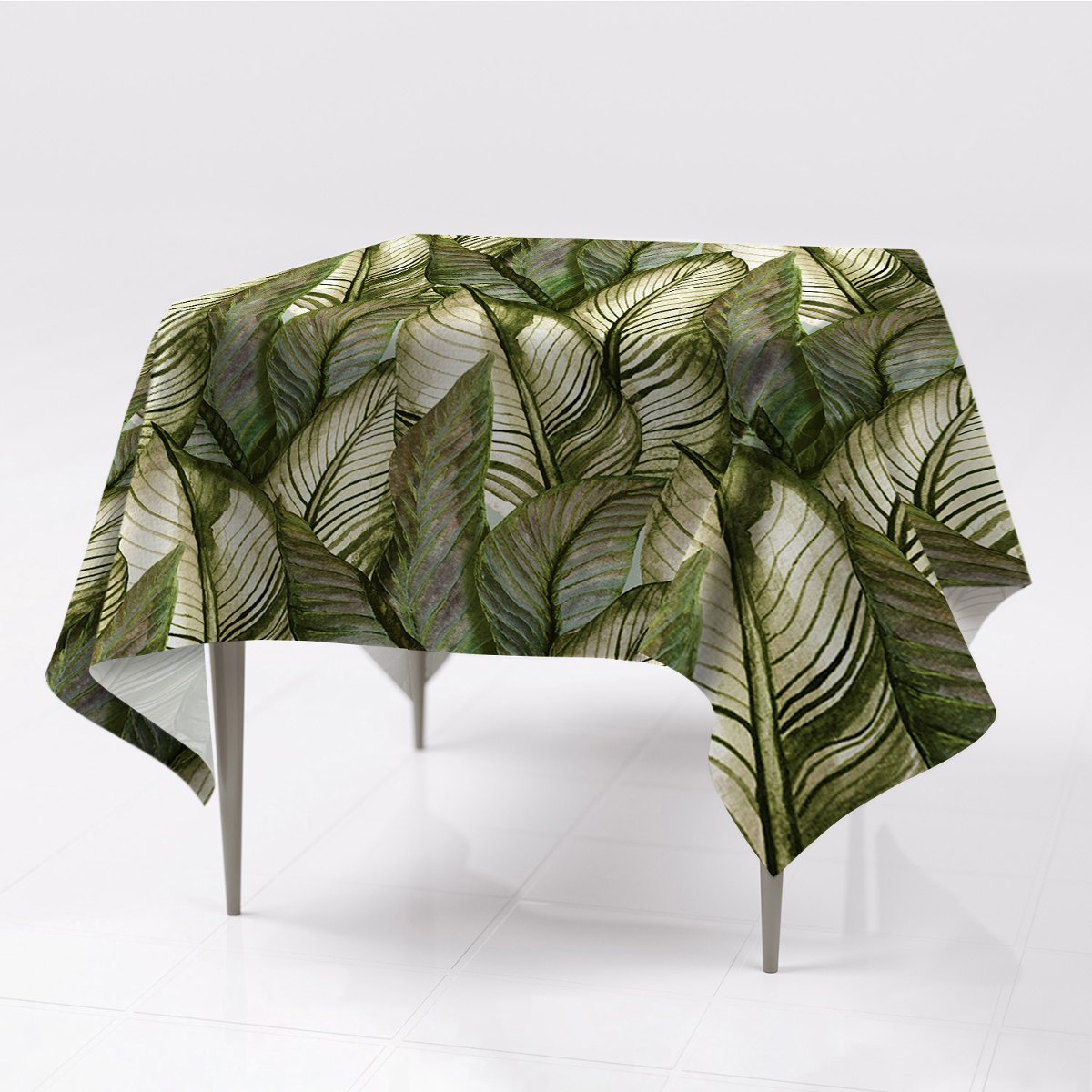 Do domu gładkie obrusy kolory Monstera ze wzorem, Fabricsy, 150x150 cm