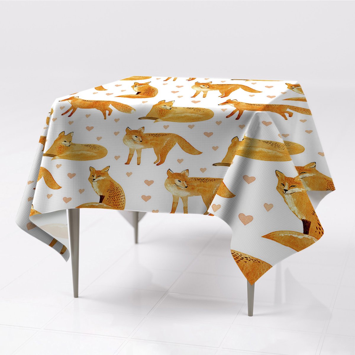 Do domu gładki obrus Lisy nowoczesny ekologiczny, Fabricsy, 150x150 cm