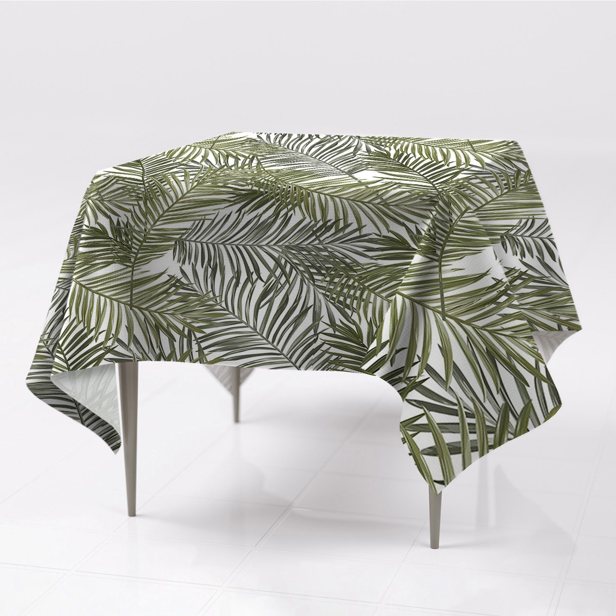 Delikatny gładki obrus Egzotyczne liście dekoracja, Fabricsy, 150x150 cm