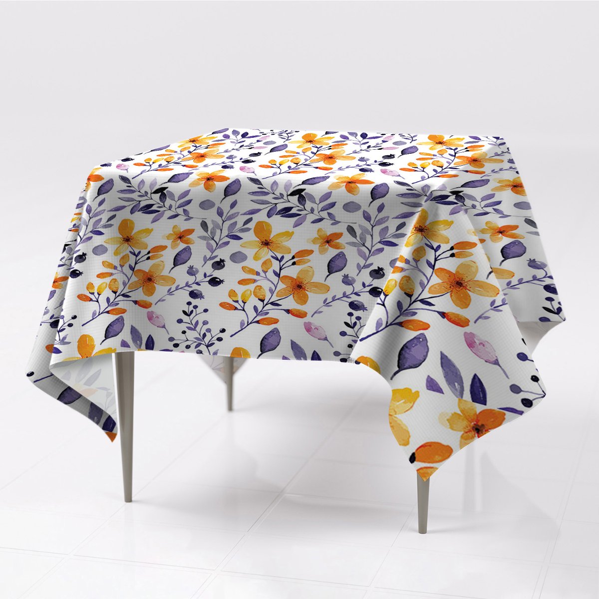 Obrus na stół kolory 150x150 Abstrakcyjne kwiaty, Fabricsy, 150x150 cm