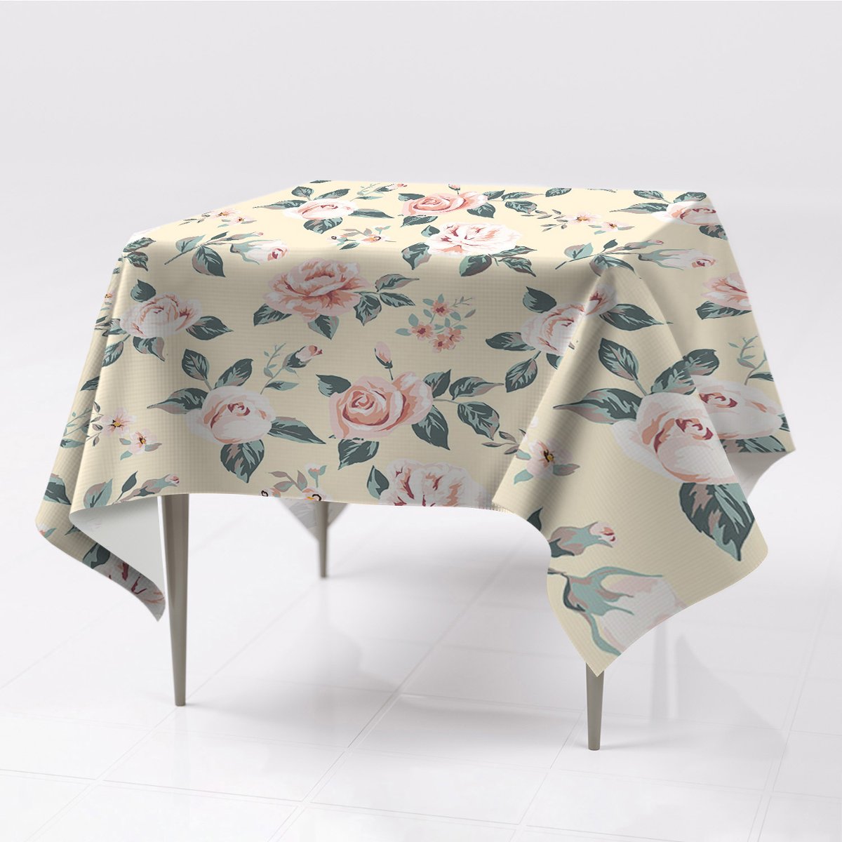 Ozdobny obrusy na stół Vintage Róże do ogrodu eko, Fabricsy, 150x150 cm