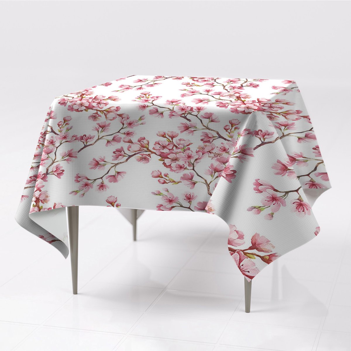 Do kuchni różne obrusy kolory Różowe kwiaty wzór, Fabricsy, 150x150 cm