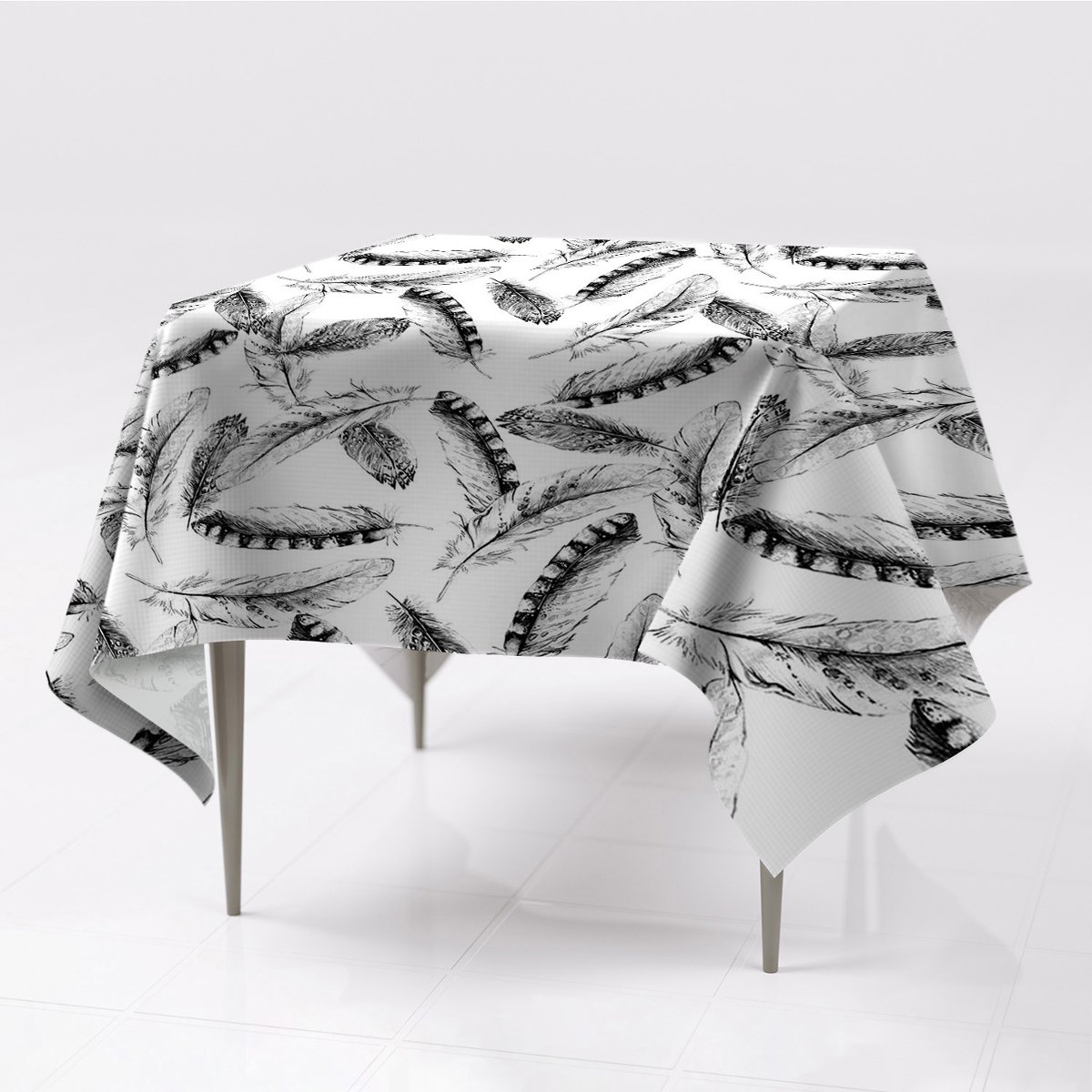 Grafika obrusy na stół kolory Pióra nadruk 150x150, Fabricsy, 150x150 cm