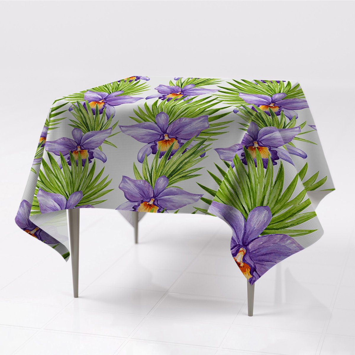 Obrusy na stół grafika Fioletowe kwiatki 150x150, Fabricsy