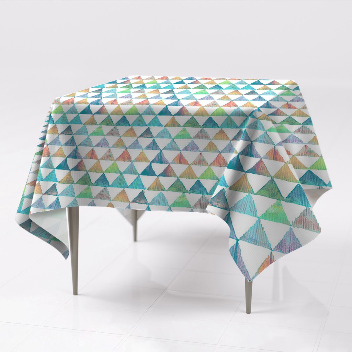 Do mieszkania obrus na stół Trójkąty geometryczne, Fabricsy, 150x150 cm