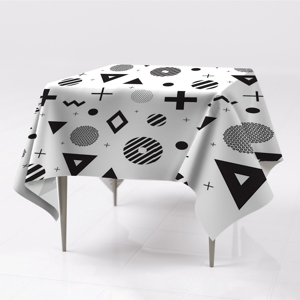 Kolorowy obrus na stół nadruk Geometryczne wzory, Fabricsy, 150x150 cm