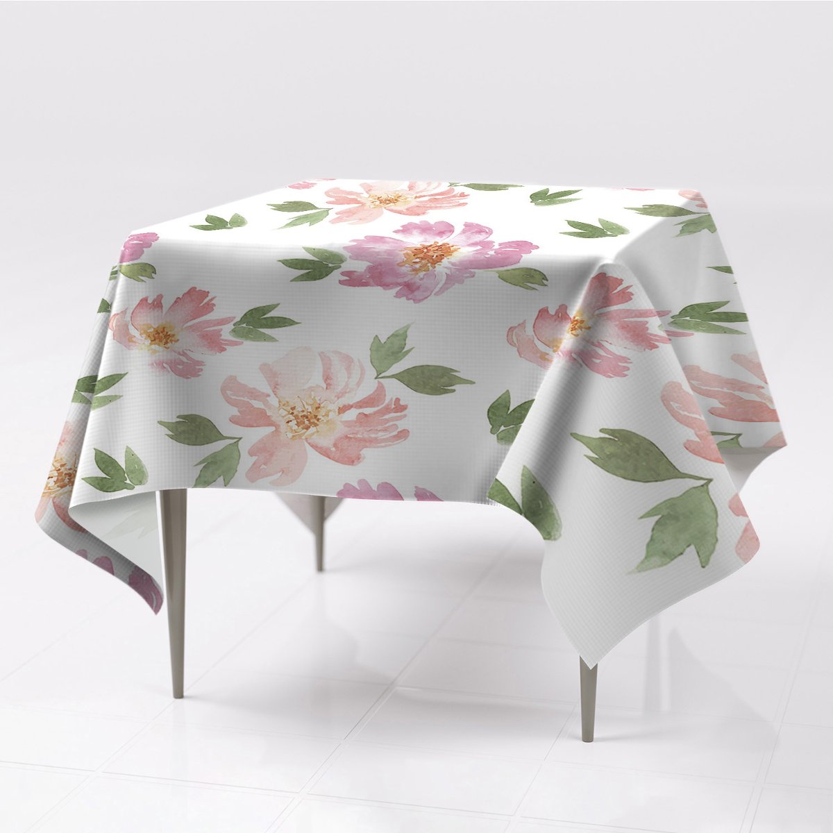 Do kuchni różne kolory obrus Akwarela Kwiaty eco, Fabricsy, 150x150 cm