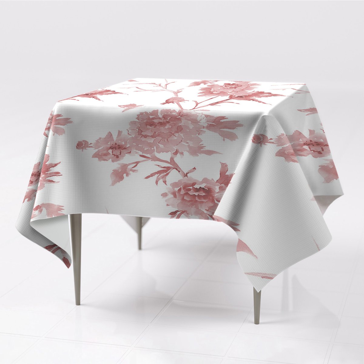 Tkanina gładki obrus Pastelowe kwiaty nadruk wzory, Fabricsy, 150x150 cm