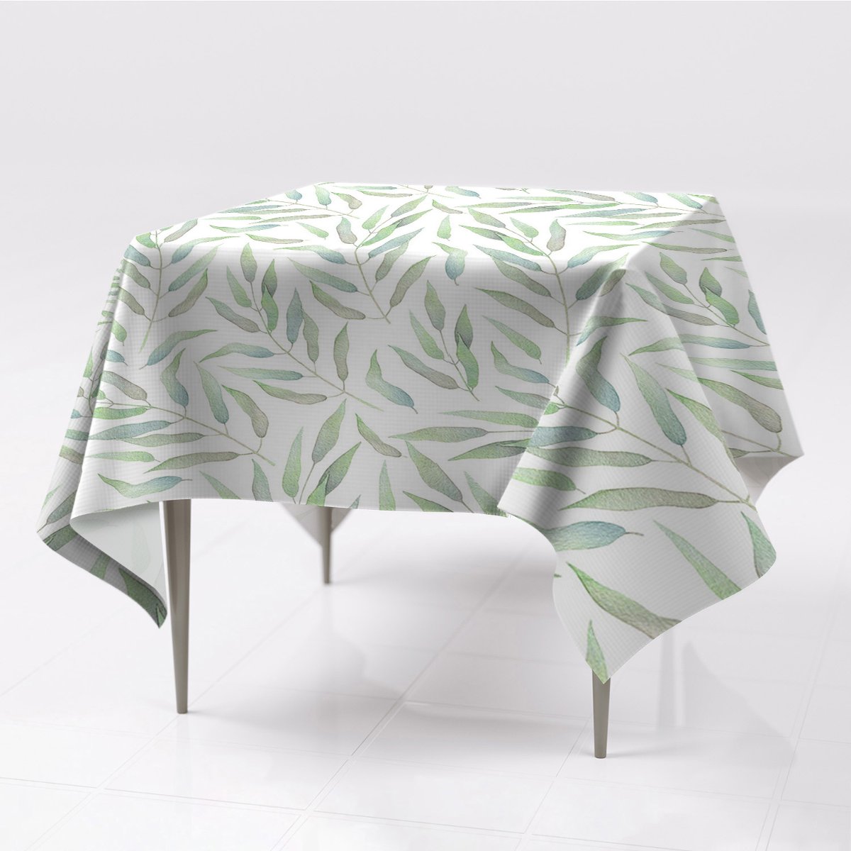 Kolorowy obrus na stół do pokoju Delikatne liście, Fabricsy, 150x150 cm