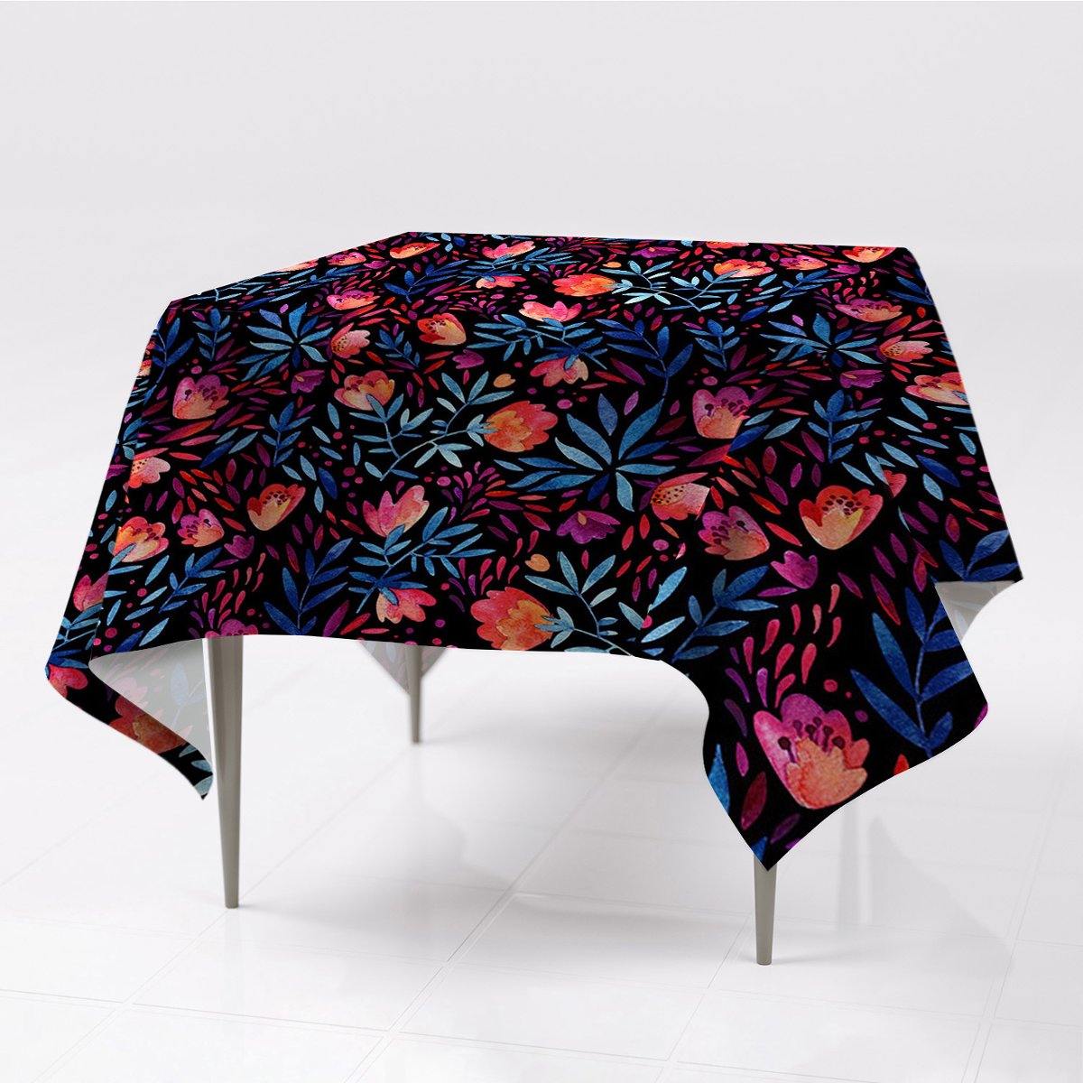 Do wnętrz obrus na stół gładki Kwiatowy wzór wzór, Fabricsy, 150x150 cm